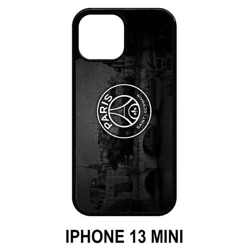 Coque iphone 13 mini - psg paris saint germain la seine - silicone - noir