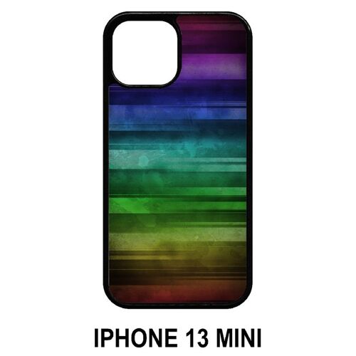 Coque iphone 13 mini - drapeau gay pride rainbow grunge - silicone - noir
