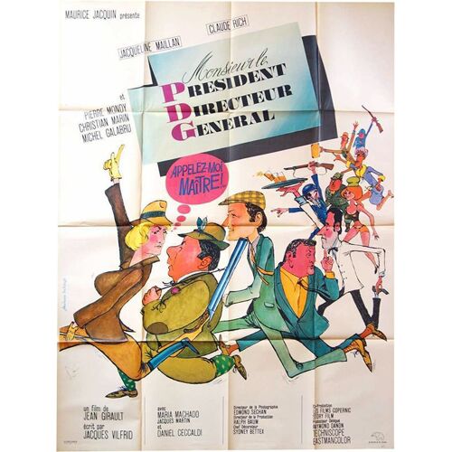 Monsieur Le President Directeur General / Monsieur Le Pdg - Véritable Affiche De Cinéma Pliée-Format 120x160 Cm - De Jean Girault Avec Pierre Mondy, Michel Galabru, Jacqueline Maillan - 1966 #