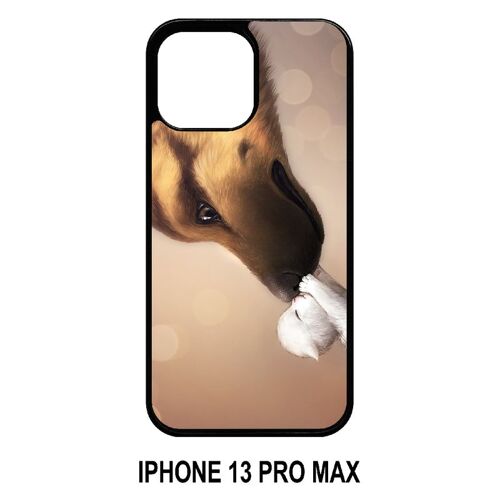 Coque iphone 13 pro max - amour de chaton chien - silicone - noir