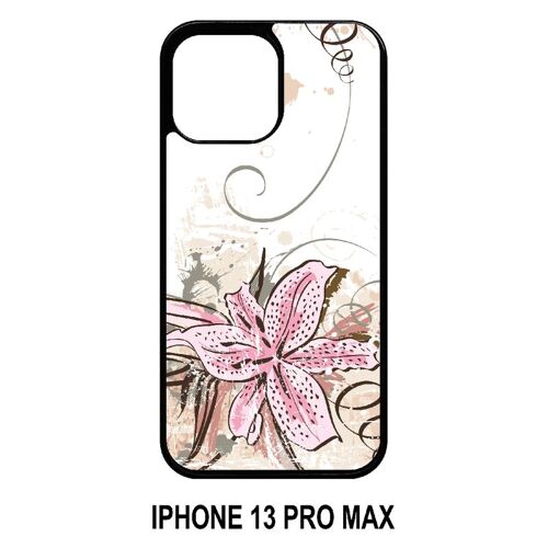Coque iphone 13 pro max - lily with grunge floral - silicone - noir