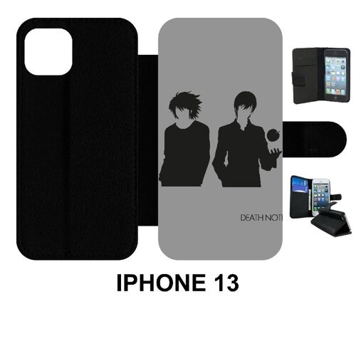 Etui À Rabat Iphone 13 - Death Note - Simili-Cuir - Noir