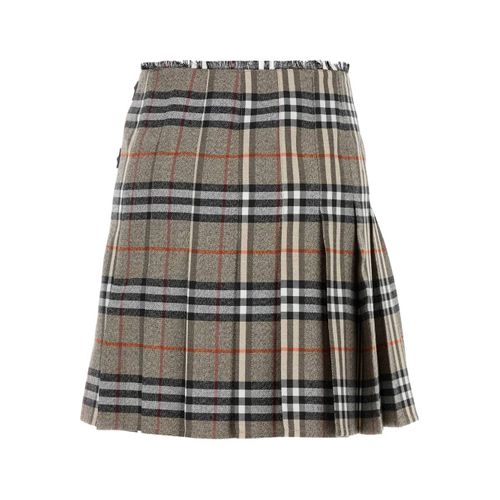 Burberry Jupe Mi-Longue À Carreaux - Gris