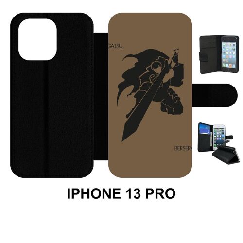 Etui À Rabat Iphone 13 Pro - Gatsu Berserk - Simili-Cuir - Noir