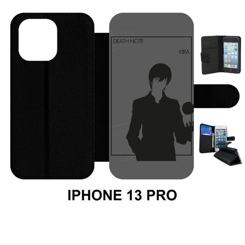 Etui À Rabat Iphone 13 Pro - Death Note Kira - Simili-Cuir - Noir