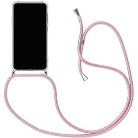 Ytseazn-Coque Collier Pour Honor View 10 Lite/Honor 8x,Housse Pour Smartphone À Porter Au Cou-Étui À Bandoulière Cordon-Lanyard Case Protection Complète,Étui En Silicone Transparent,Rose