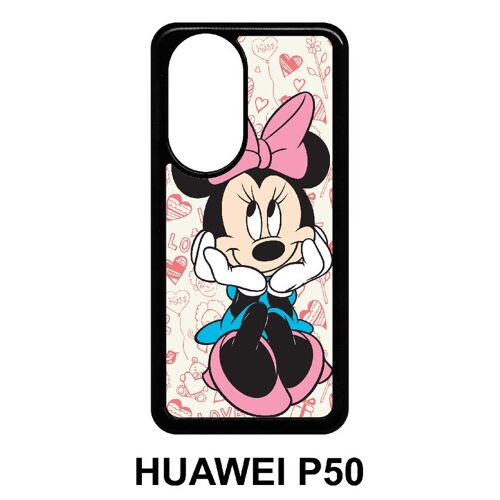 Coque huawei p50 - disney minnie love - silicone - noir