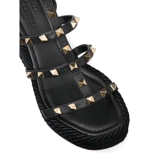 Valentino Garavani Espadrilles Compensées À Ornements Rockstud 95 Mm - Noir