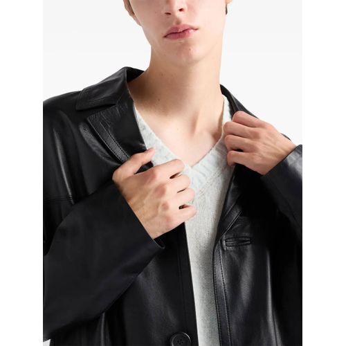 Prada Manteau En Cuir Nappa - Noir