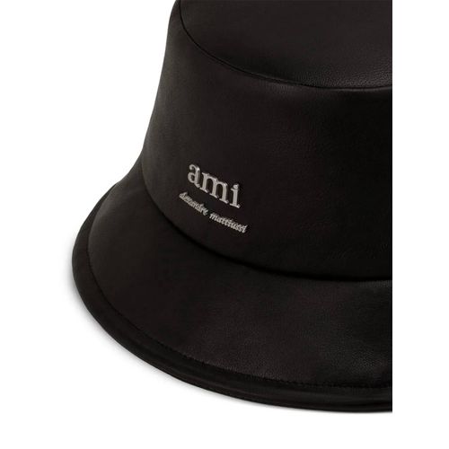 Ami Paris Bob En Cuir À Plaque Logo - Noir