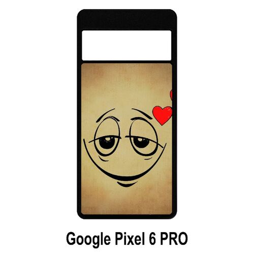 Coque google pixel 6 pro - smiley amoureux - silicone - noir