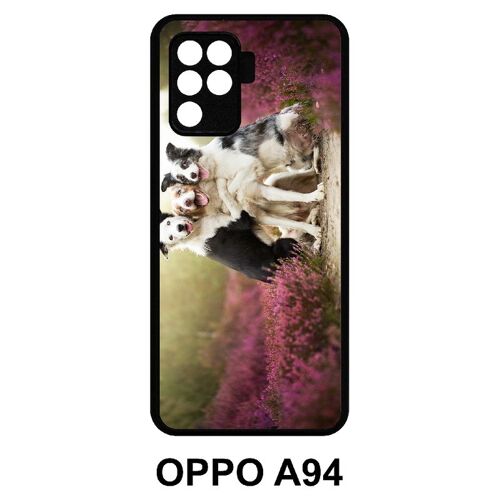 Coque Pour Oppo A94 - Trois Chiens Copains - Silicone - Noir