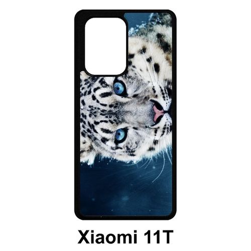 Coque Pour Xiaomi 11t - Tigre Blanc Yeux Bleus - Silicone - Noir