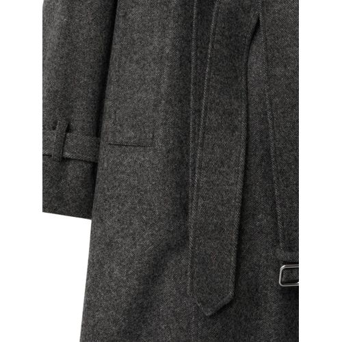 Burberry Trench En Laine À Taille Ceinturée - Gris