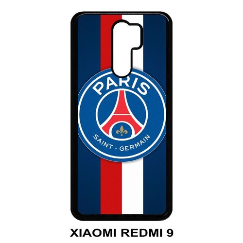Coque xiaomi redmi 9 - psg paris saint germain bleu blanc rouge - noir