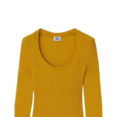 Burberry Robe Nervurée À Coupe Mi-Longue - Orange