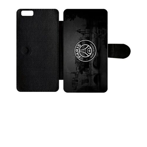 Etui À Rabat Iphone 6+ - Psg Paris Saint Germain La Seine - Simili-Cuir - Noir