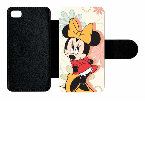 Etui À Rabat Iphone 4s - Disney Minnie Timide - Simili-Cuir - Noir