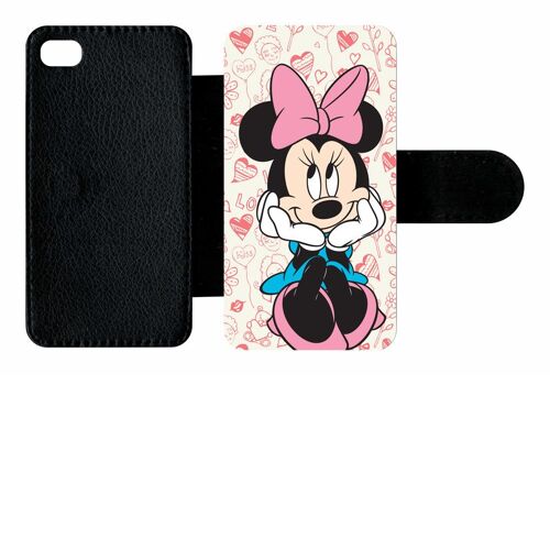 Etui À Rabat Iphone 4s - Disney Minnie Love - Simili-Cuir - Noir