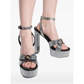 Versace Sandales Plateforme 160 Mm Ornées De Cristaux - Noir