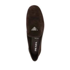 Prada Mocassins À Logo Triangulaire - Marron