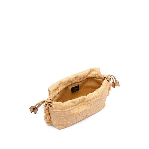 FENDI sac porté épaule Zucca Mamma en toile à franges - Tons neutres