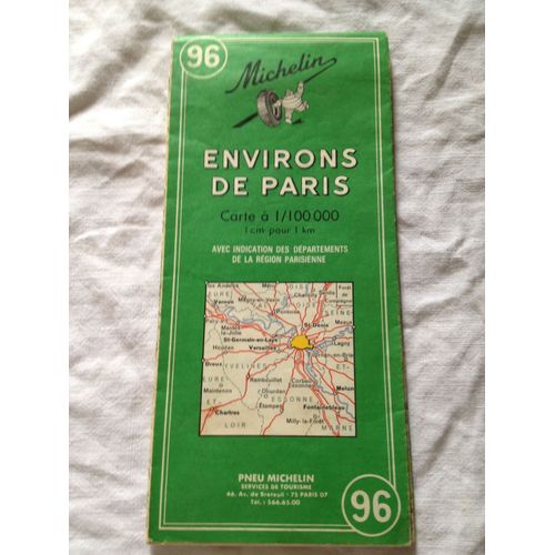 Carte Routière N° 96 Environs De Paris Année 1972 Michelin