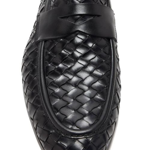 Magnanni Mocassins En Cuir Tressé À Boucles - Noir
