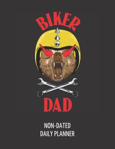 Non-Dated Daily Planner: Biker Dad Gifts Undated Minimal Basic Journal Or Vertical Organizer With Hourly Schedule Page A Day 8.5 X 11