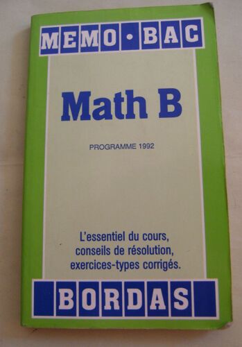 Math B - Nouveau Programme En Vigueur À Partir De Septembre 1992