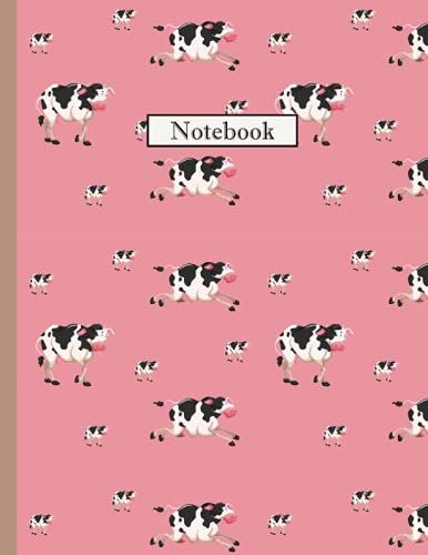 Cute Cow Notebook: Fun Pink Colored Notebook With A Cartoon Cow Theme