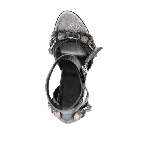 Balenciaga Sandales Cagole 110 Mm En Cuir - Gris