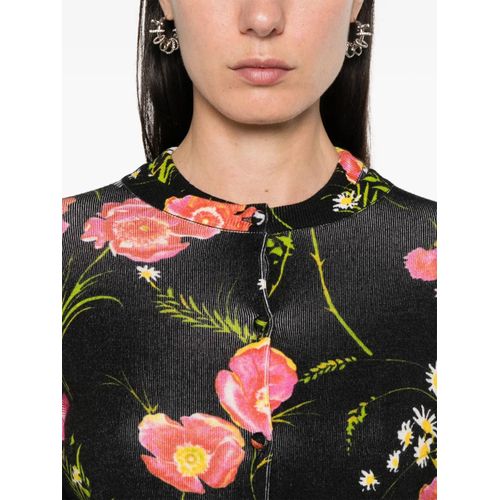 Balenciaga Cardigan En Laine À Fleurs - Noir