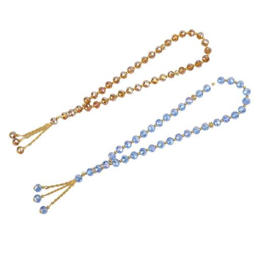 Chapelet Mini Mignon Cahrming, 33 Perles Durables Et Légères, Couleur Bleu Champagne, Tasbih Musulman Avec Perles D'espacement Pour Le Quotidien