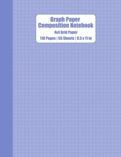 Cold Purple 4x4 Grid Quad Ruled Graph Paper Composition Notebook: 110 Pages, 55 Sheets, 8.5" X 11", Graph Paper For ... Math/Science/Accounting/Engineering Students