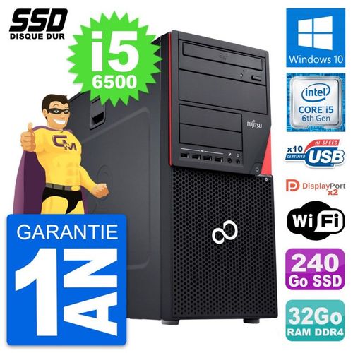 PC Tour Fujitsu Esprimo P756 MT Intel i5-6500 RAM 32Go SSD 240Go Windows 10 Wifi