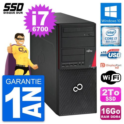 PC Tour Fujitsu Esprimo P756 MT Intel i7-6700 RAM 16Go SSD 2To Windows 10 Wifi