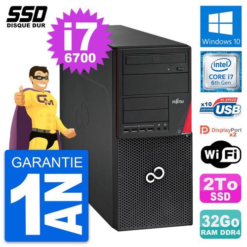 PC Tour Fujitsu Esprimo P756 MT Intel i7-6700 RAM 32Go SSD 2To Windows 10 Wifi