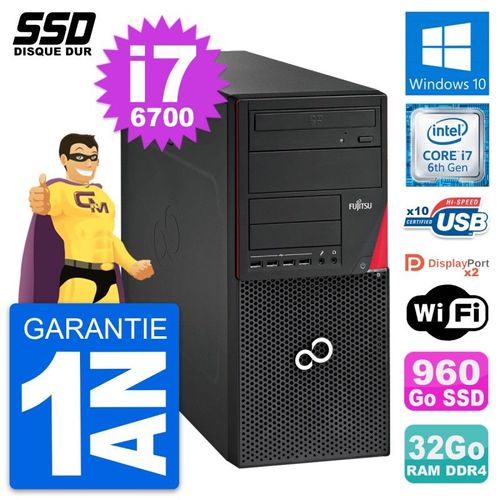 PC Tour Fujitsu Esprimo P756 MT Intel i7-6700 RAM 32Go SSD 960Go Windows 10 Wifi