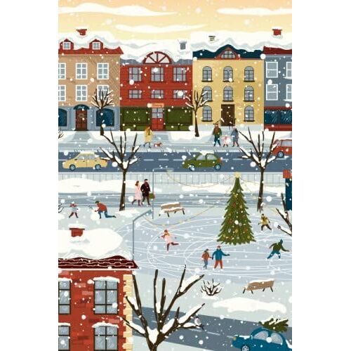 Notebook: Beautiful Snowy Holiday City Landscape Notebook 6x9 200 Lined Pages