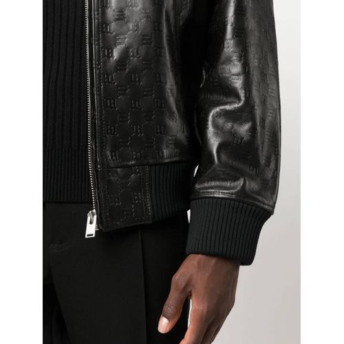 Misbhv Veste En Cuir À Motif Monogrammé - Noir