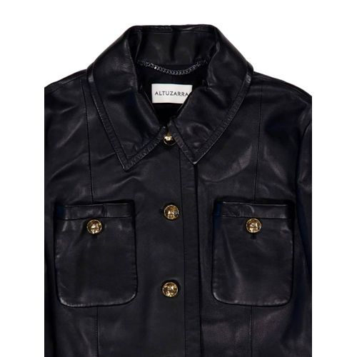 Altuzarra Manteau En Cuir À Poches À Rabat - Noir