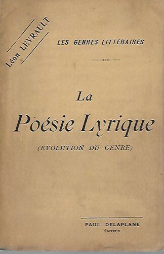 La Poésie Lyrique (Évolution Du Genre)
