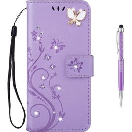 Coque Iphone 8,Etui Iphone 7 Cran 4.7"", Housse Tui En Pu Cuir Et Tpu Silicone Relief Souple Diamond Anti-Scratch Cas De Tlphone Pour Apple Iphone 7/Iphone 8 (Violet)