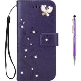 Coque Iphone 8 Plus,Etui Iphone 7 Plus Cran 5.5"", Housse Tui En Pu Cuir Et Tpu Silicone Relief Souple Diamond Anti-Scratch Cas De Tlphone Pour Apple Iphone 8/7 Plus (Violet, 1)