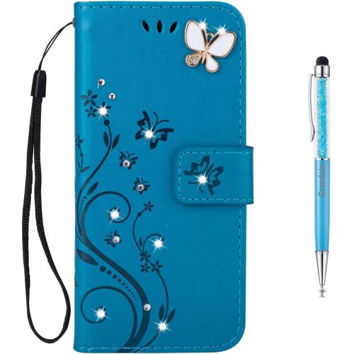 Coque Iphone 8 Plus,Etui Iphone 7 Plus Cran 5.5"", Housse Tui En Pu Cuir Et Tpu Silicone Relief Souple Diamond Anti-Scratch Cas De Tlphone Pour Apple Iphone 8/7 Plus (Bleu)