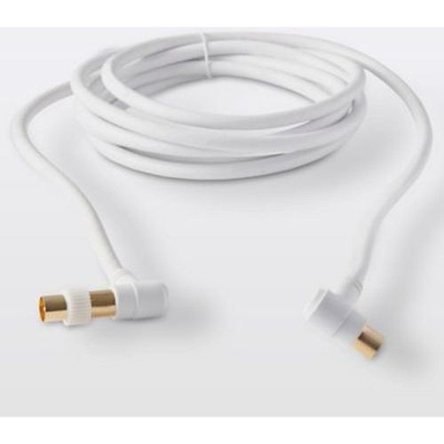 Câble coaxial Mâle / Femelle + adaptateur Mâle / Mâle coudé blanc Blyss Or  3 m