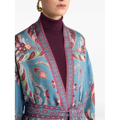 Etro Manteau Ceinturé Kesa À Motif Cachemire - Bleu
