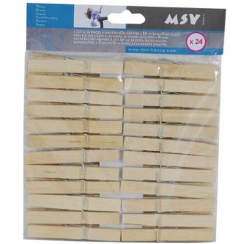 Lot de 24 pinces à linge bois MSV