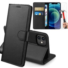 Coque iPhone 13 mini Rabat Integral Noir et 2 Verres Trempes Vitre Protection d'ecran